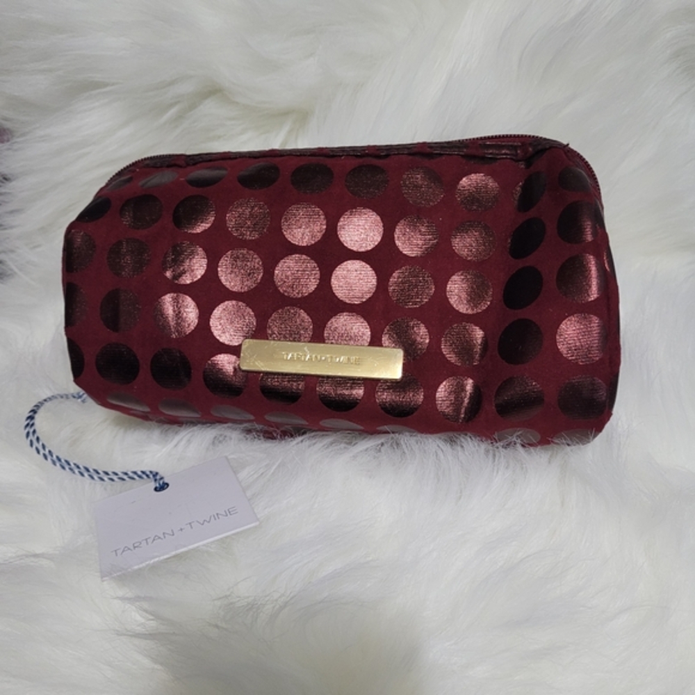 Tartan + Twine Burgundy Polka Dot Cosmetic Case